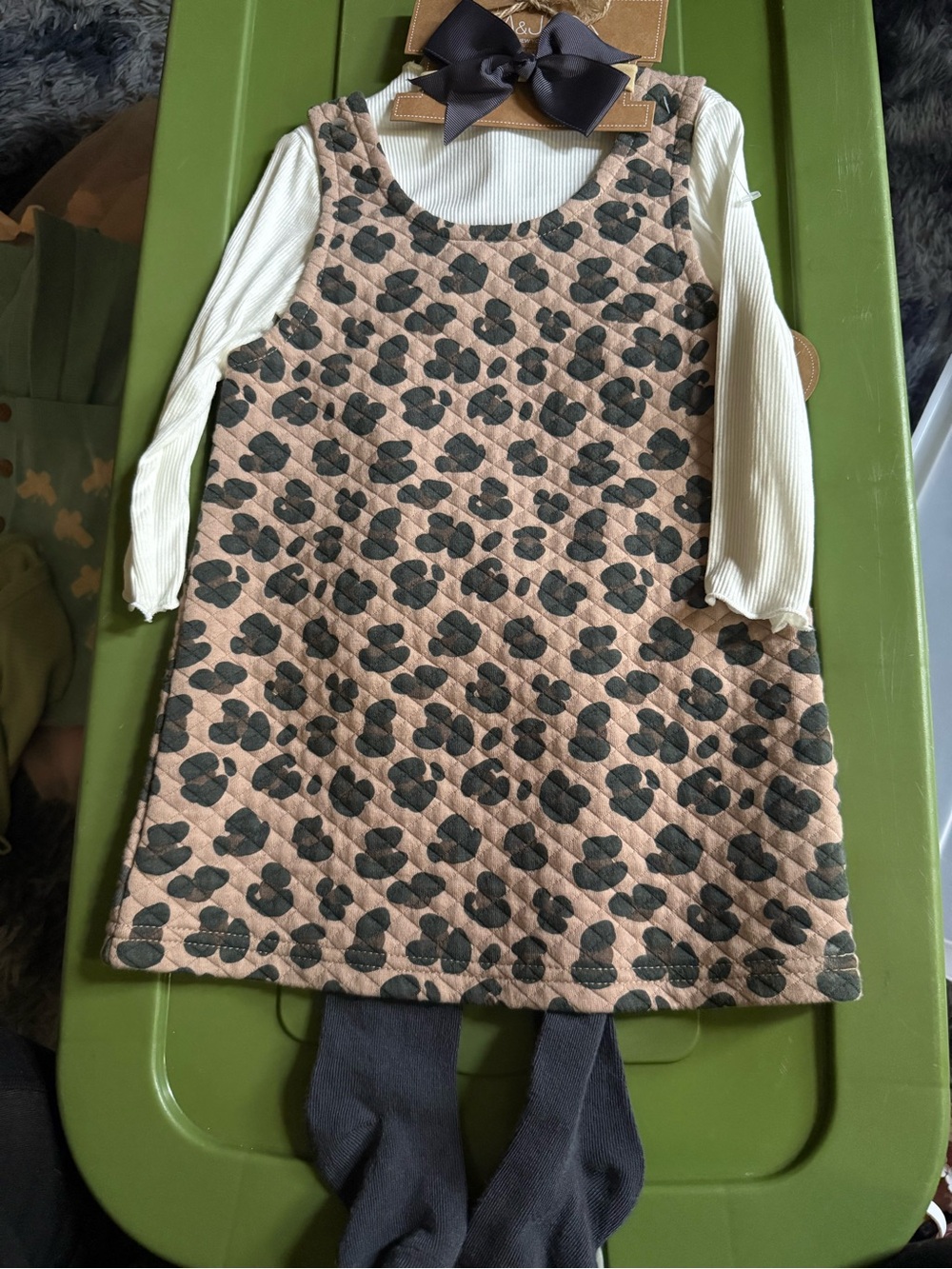 Girls' Quilted Floral Pinafore Dress in Blush Pink and Charcoal